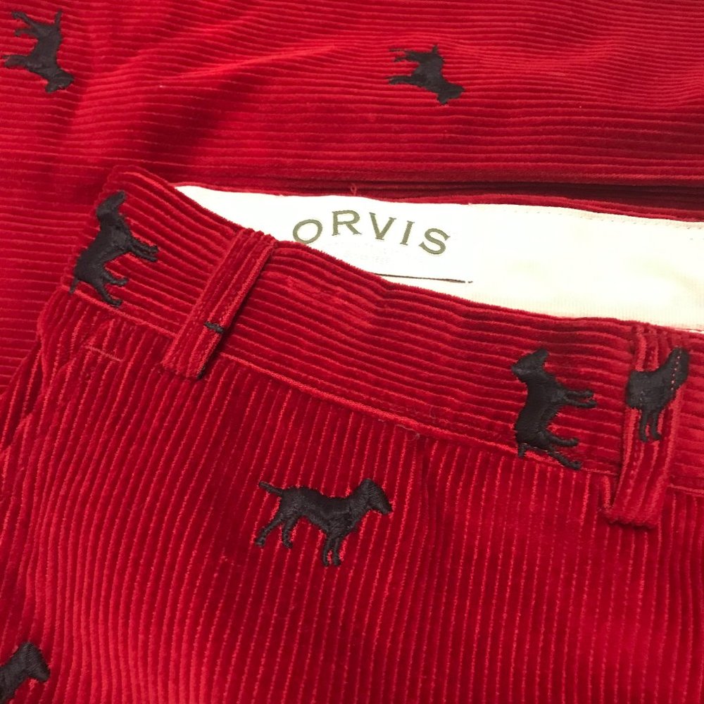 Orvis Bozeman Corduroy Pants Size 42 in Red/Black